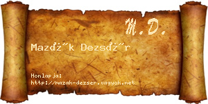Mazák Dezsér névjegykártya